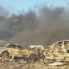 اندلاع حريق في عدد من مستودعات بيع قطاع غيار السيارات المستعملة بمنطقة اليهودية